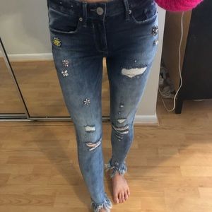 Embellished, Express skinny jeans, size 00
